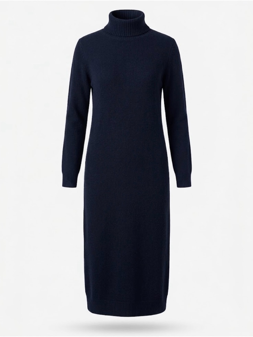 ZARA KNIT Navy Blue Turtleneck Sweater Midi Dress Size S⁠